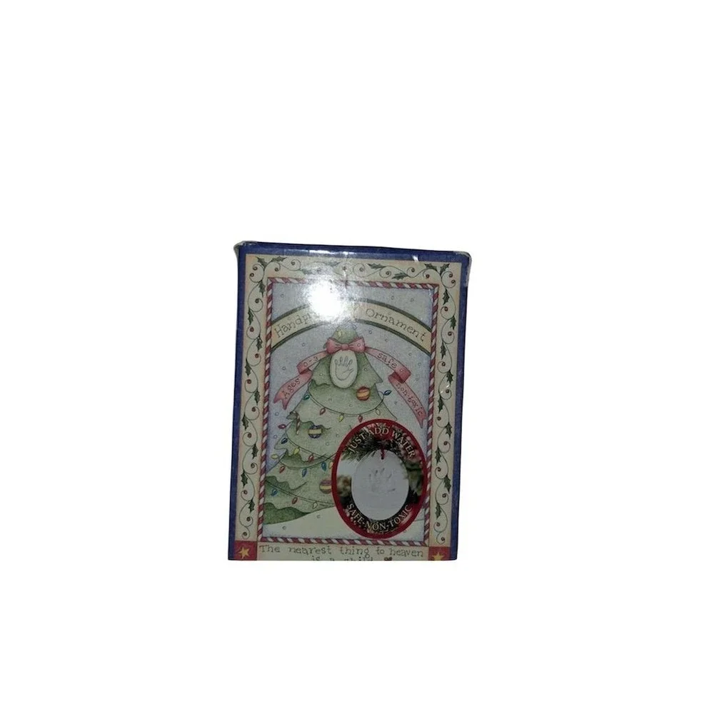 Vintage Merry Christmas Snowman baby Handprint Ornament‎ Holiday Decor NIB gift